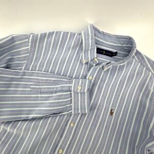 Ralph Lauren Men's XXL Button Down Shirt Blue‎ Pink Stripe Long Sleeve Classic